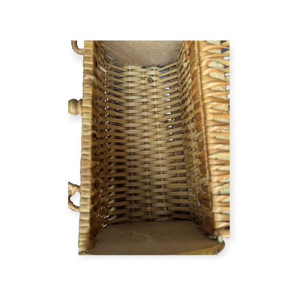 Vintage 70s Wicker & Wood Handbag - Picture 9 of 14
